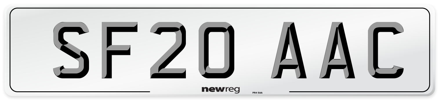 SF20 AAC Number Plate from New Reg